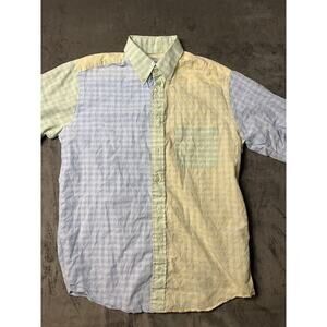 Viyella Zephyr Vintage Mens‎ Button Front Shirt 100% Cotton 1980's Short Sleeve